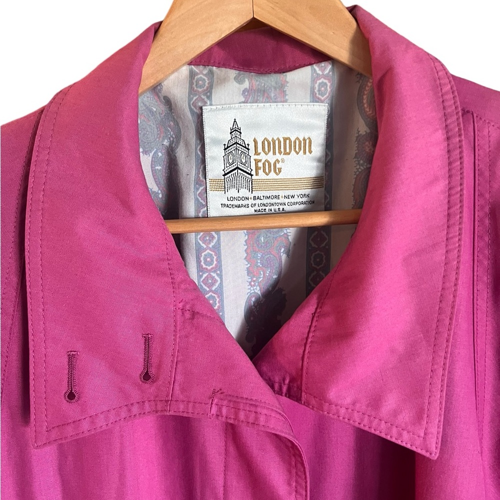 Vtg London Fog Trench Coat Made In The USA Womens Pink lined Long Coat Size 12 - Picture 2 of 14